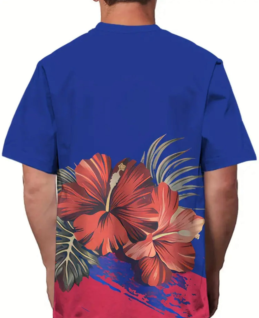 Haitian flag and national flower t-shirt