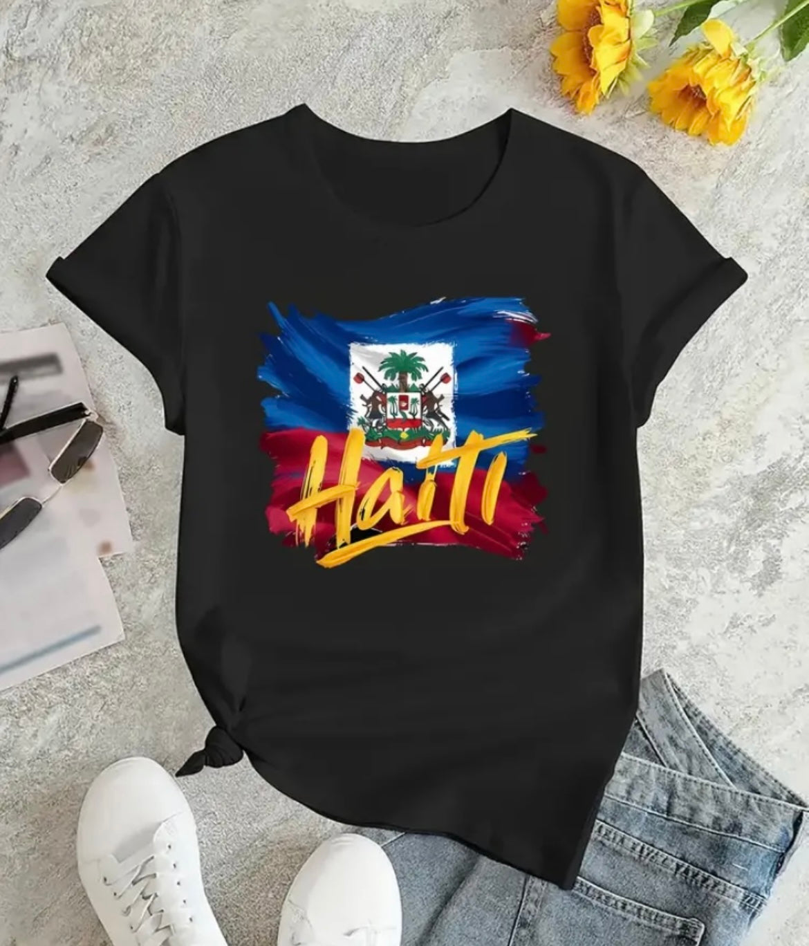 Haitian , Haiti flag tee (plus size)