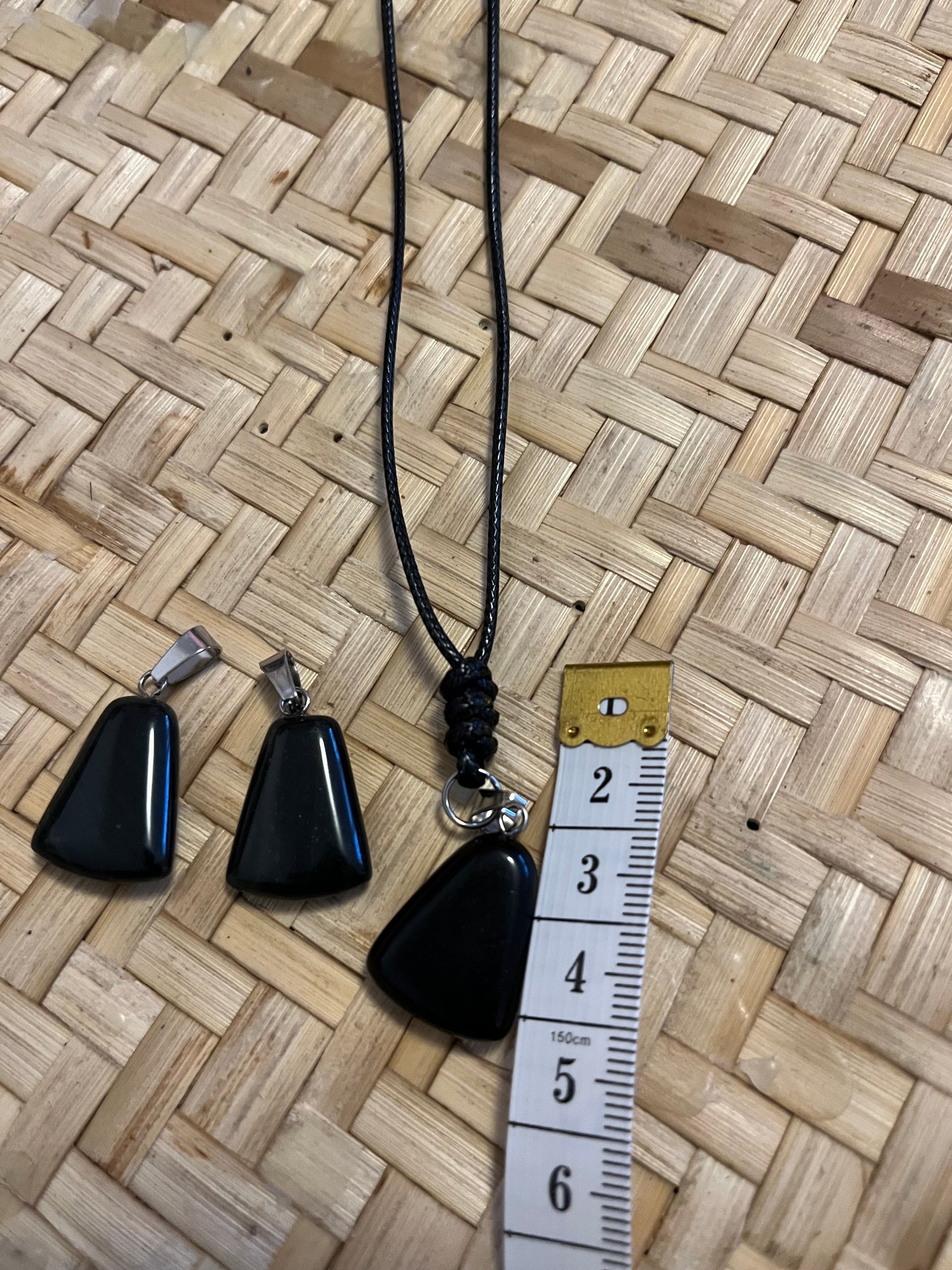 Black Obsidian pendant with cord adjustable